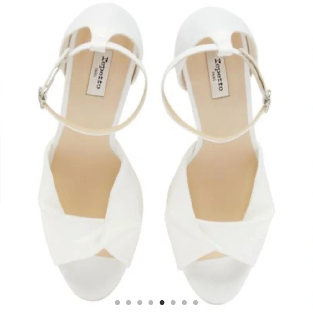 Repetto White Knotted Peep-Toe Ankle-Strap Heels